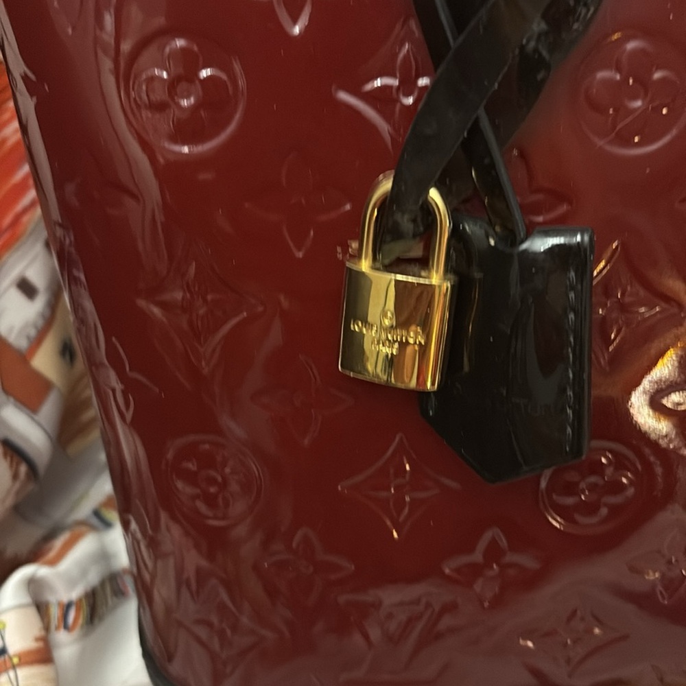 Louis Vuitton Burgundy and Black Patent Leather Satchel - Picture 2 of 11
